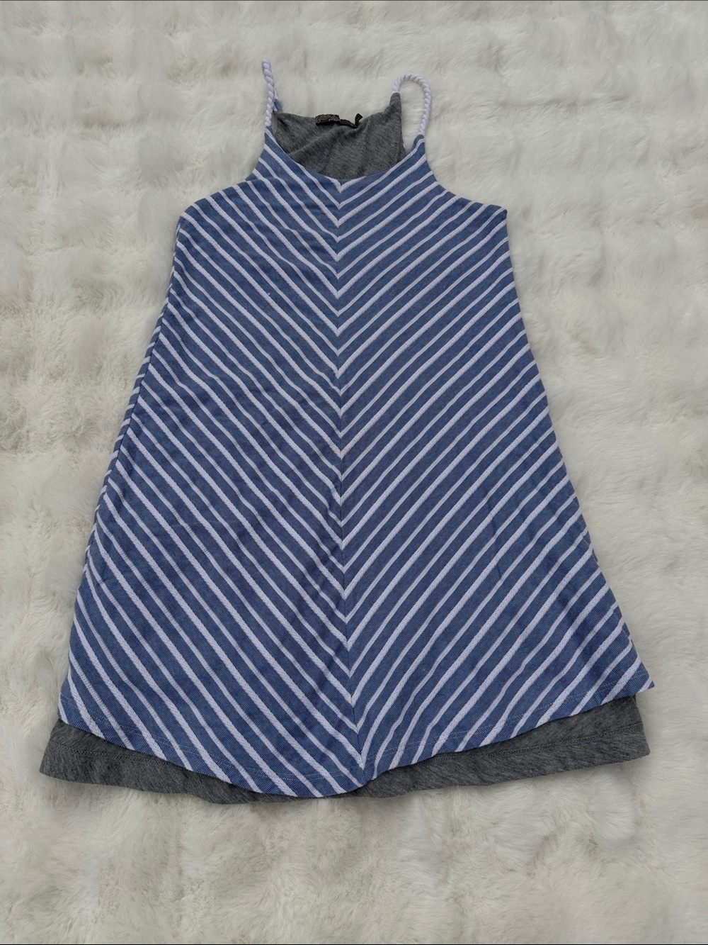 Prana Blue and White Striped A-Line Tank Dress - soft t-shirt material Small